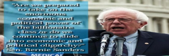 Are we prepared to take on the enormous economic and political power of the billionaire class or do we continue to slide ino economic and political oligarchy? Senator Bernie Sanders and billionaires and oligarchy.